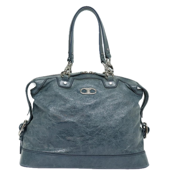 Celine Tote Bag Leather Blue Auth ki4598