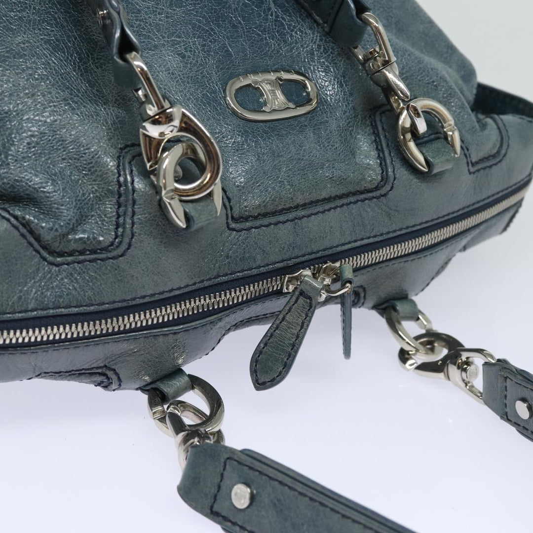 Celine Tote Bag Leather Blue Auth ki4598