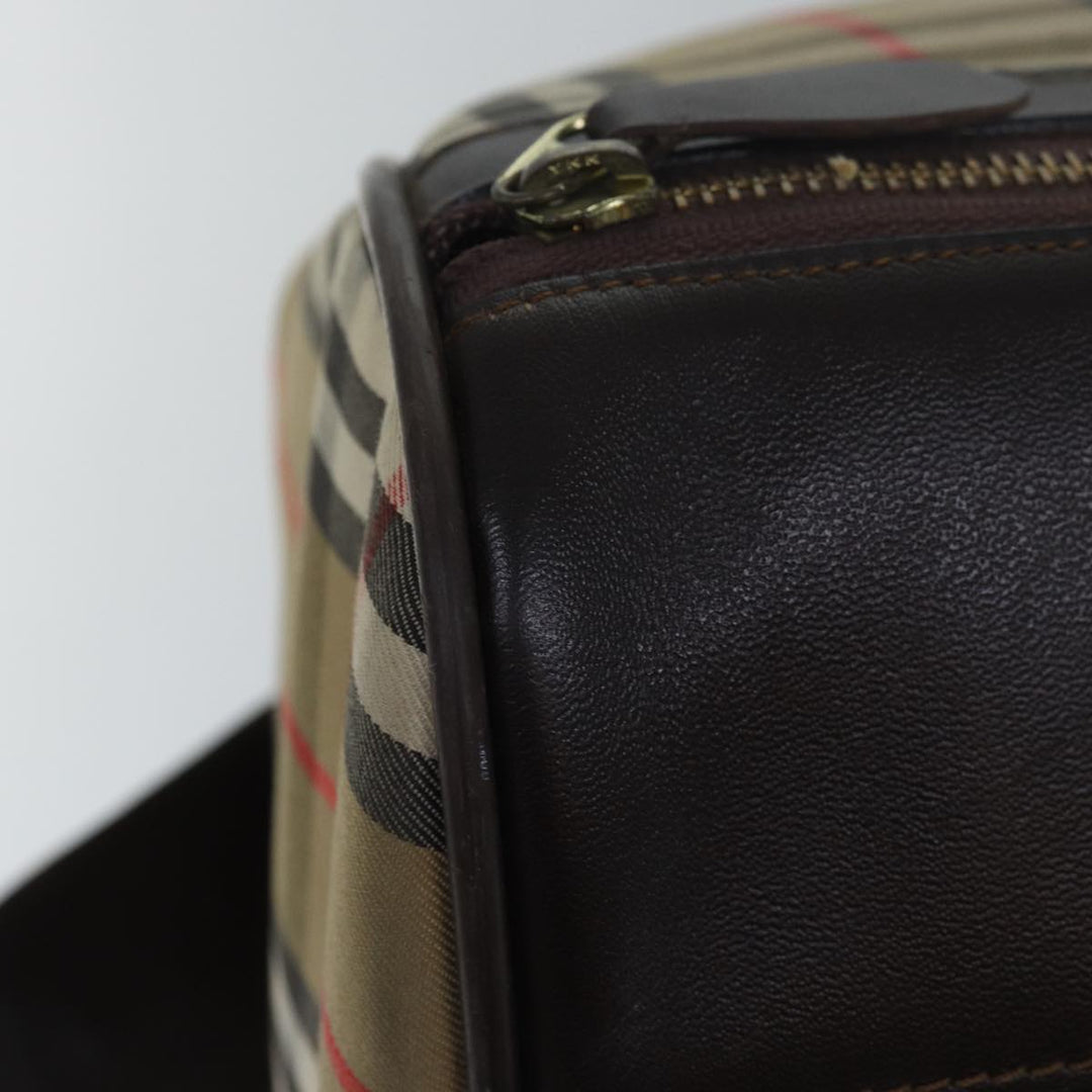 BurberrySs Nova Check Boston Bag Canvas Brown Beige Auth ki4621