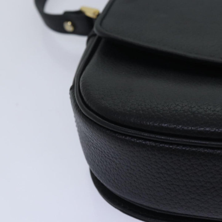 BurberrySs Shoulder Bag Leather Black Auth ki4643