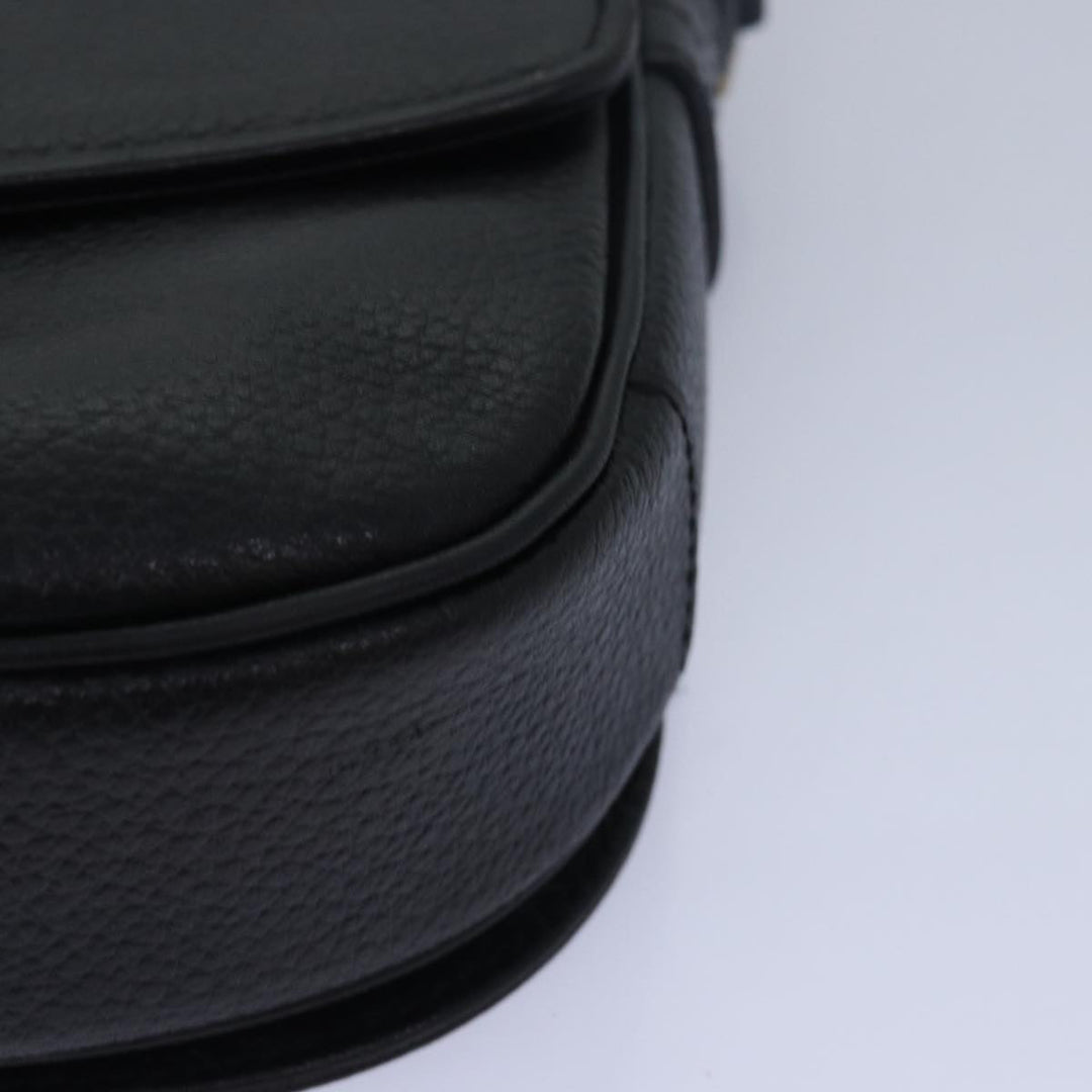BurberrySs Shoulder Bag Leather Black Auth ki4643