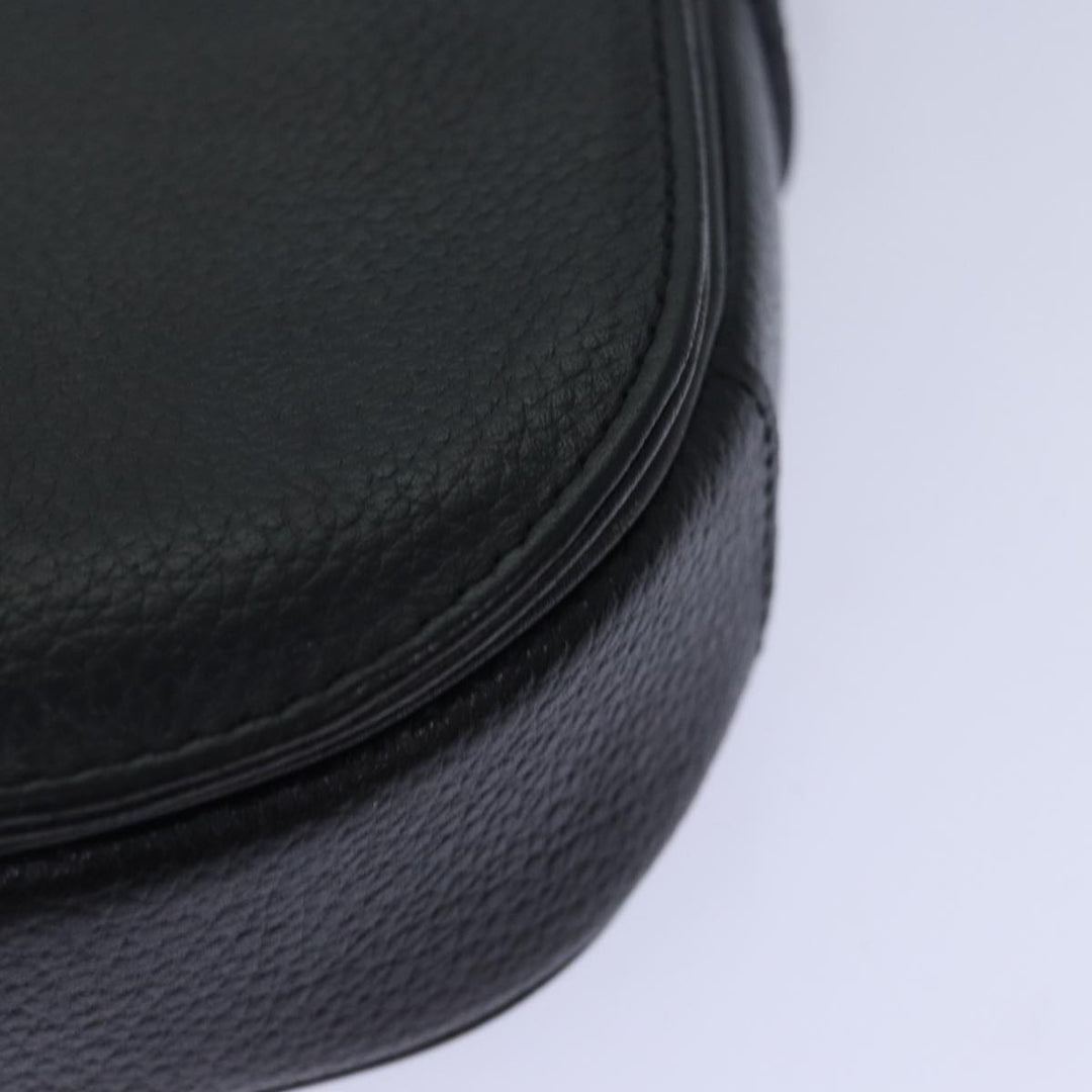 BurberrySs Shoulder Bag Leather Black Auth ki4643
