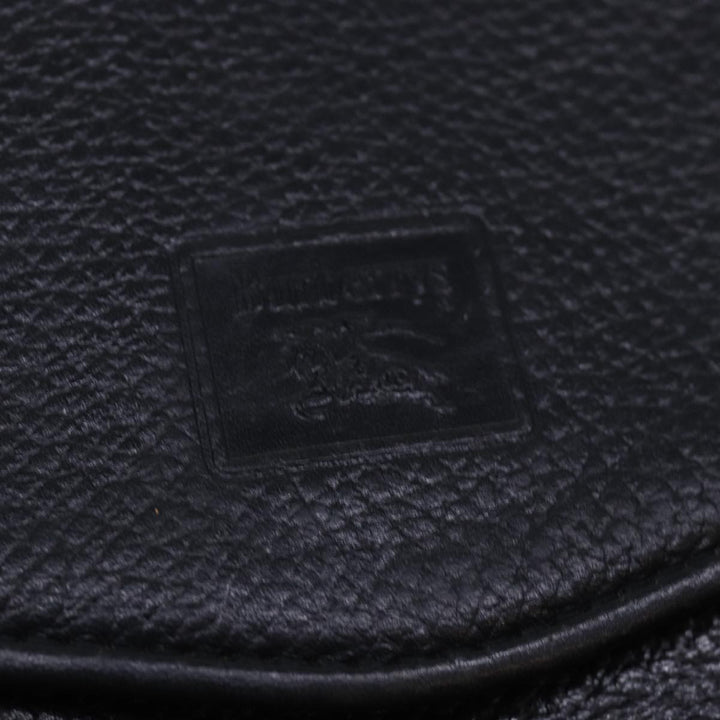 BurberrySs Shoulder Bag Leather Black Auth ki4643