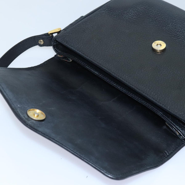 BurberrySs Shoulder Bag Leather Black Auth ki4643