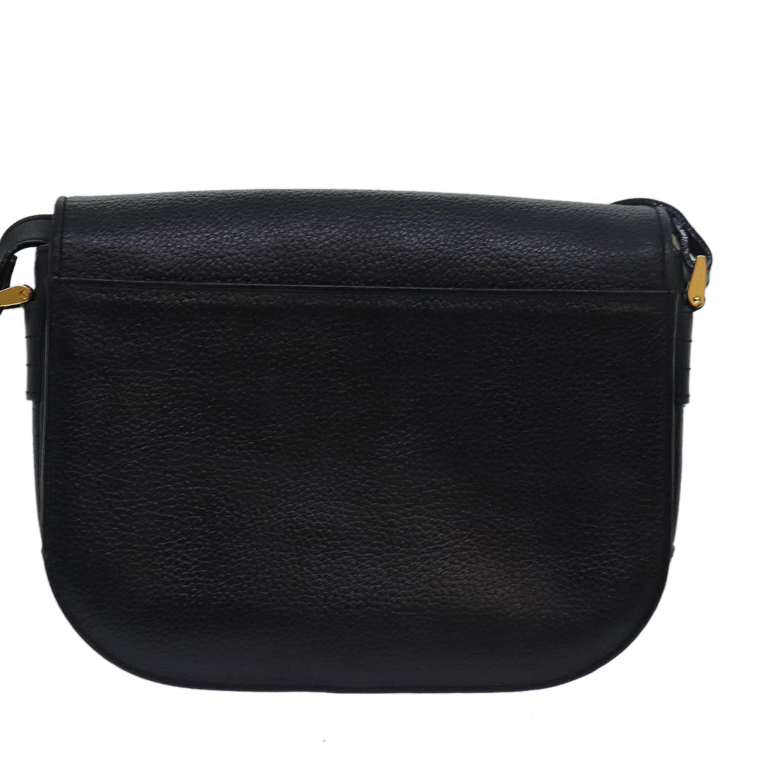 BurberrySs Shoulder Bag Leather Black Auth ki4643