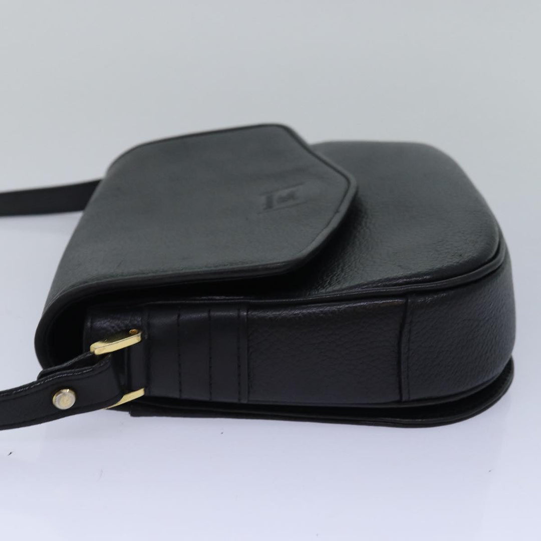 BurberrySs Shoulder Bag Leather Black Auth ki4643