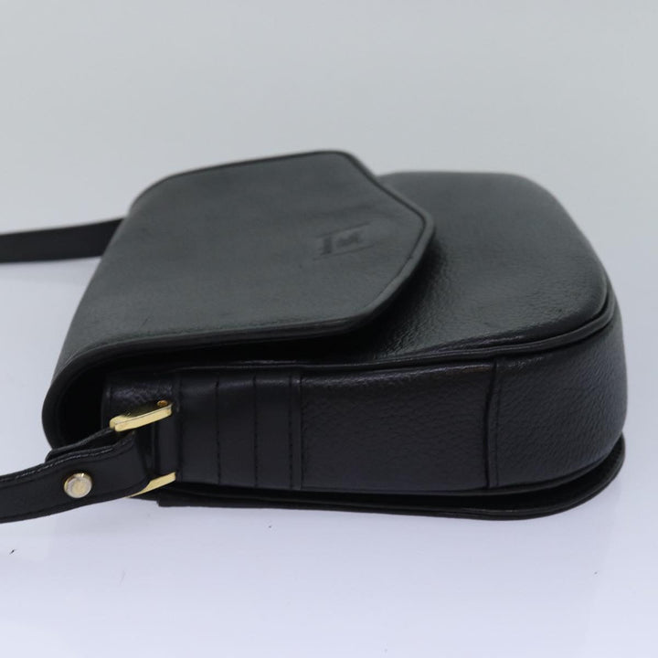 BurberrySs Shoulder Bag Leather Black Auth ki4643