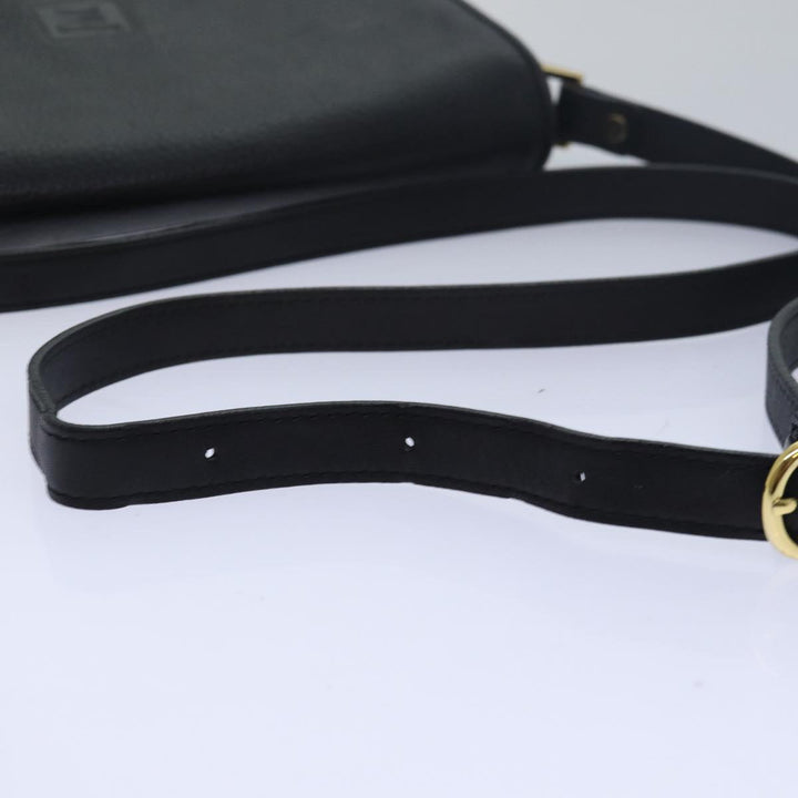 BurberrySs Shoulder Bag Leather Black Auth ki4643