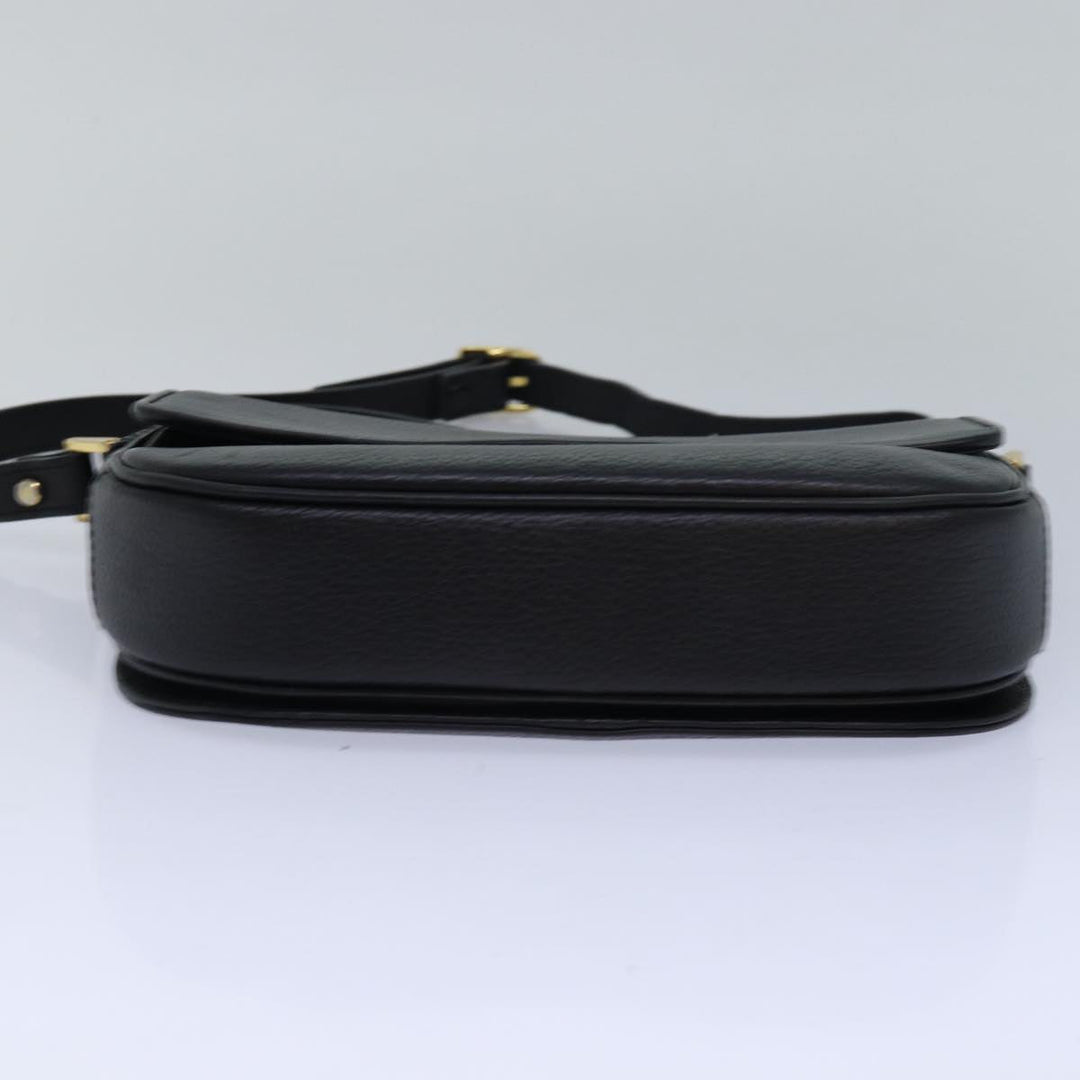 BurberrySs Shoulder Bag Leather Black Auth ki4643