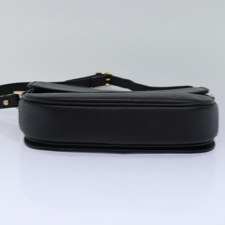 BurberrySs Shoulder Bag Leather Black Auth ki4643