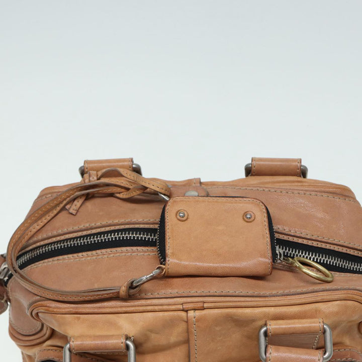 Chloe Hand Bag Leather Beige ki4666