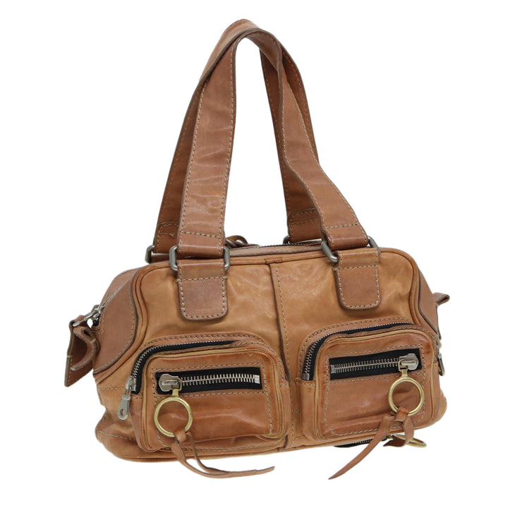 Chloe Hand Bag Leather Beige ki4666