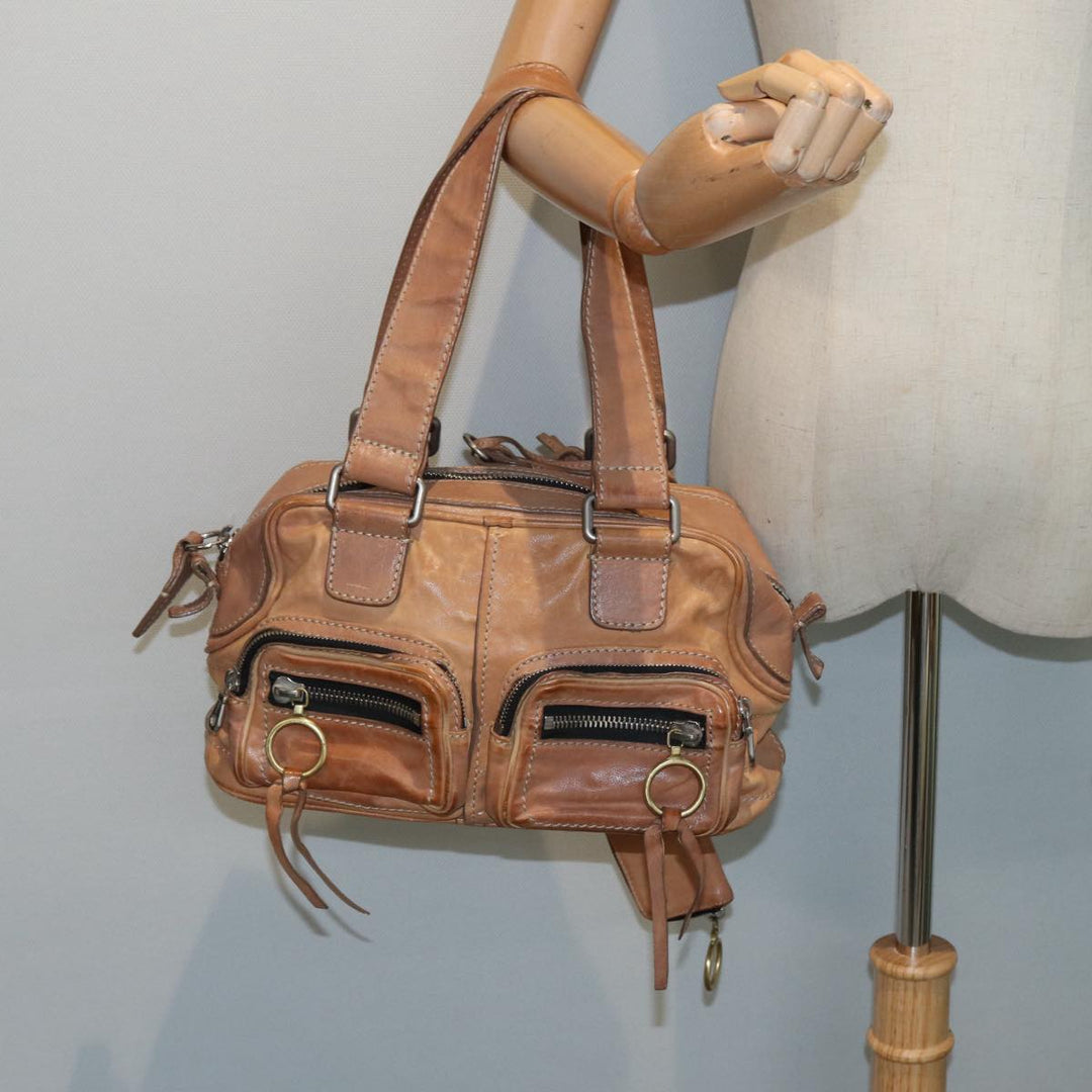 Chloe Hand Bag Leather Beige ki4666