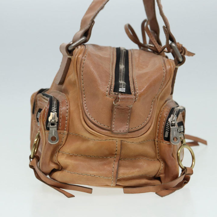 Chloe Hand Bag Leather Beige ki4666