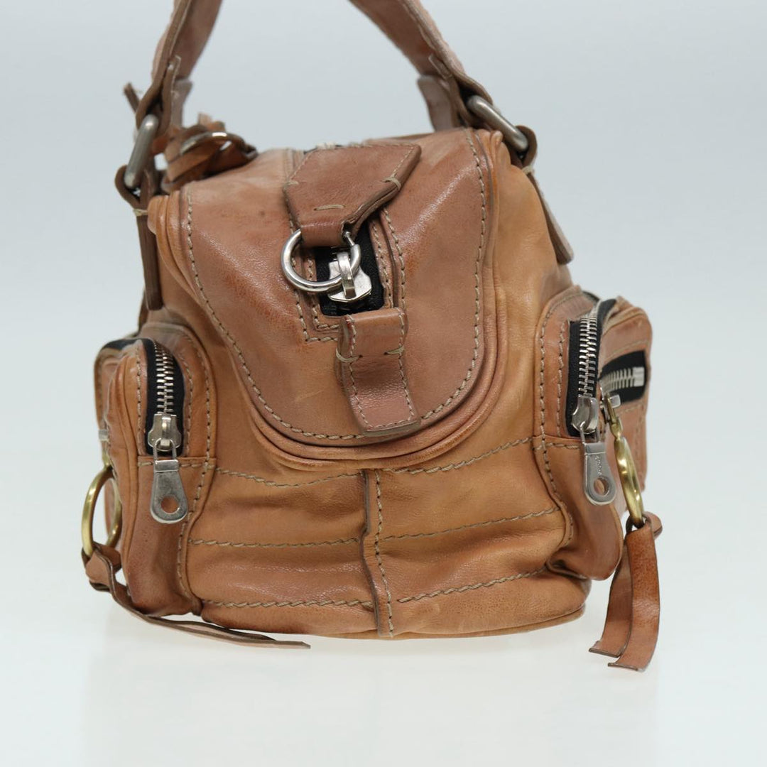 Chloe Hand Bag Leather Beige ki4666