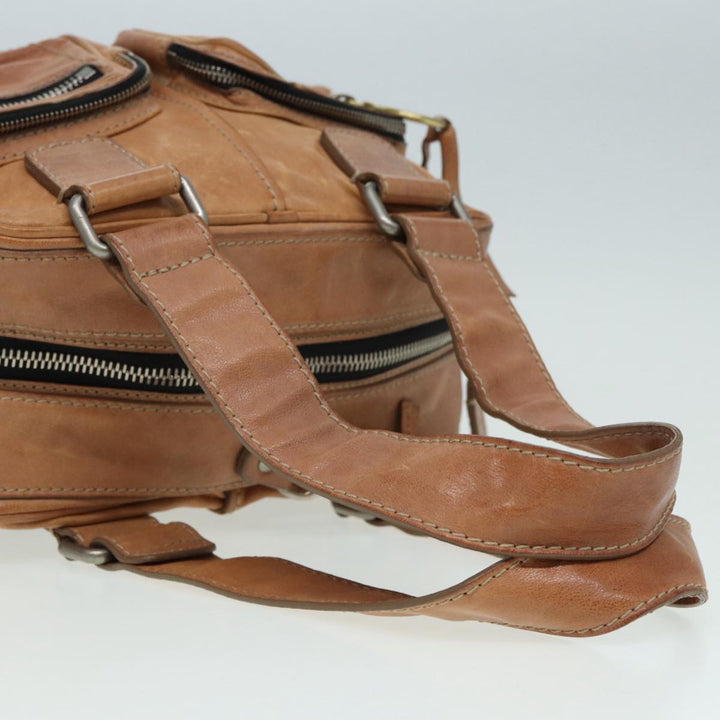 Chloe Hand Bag Leather Beige ki4666