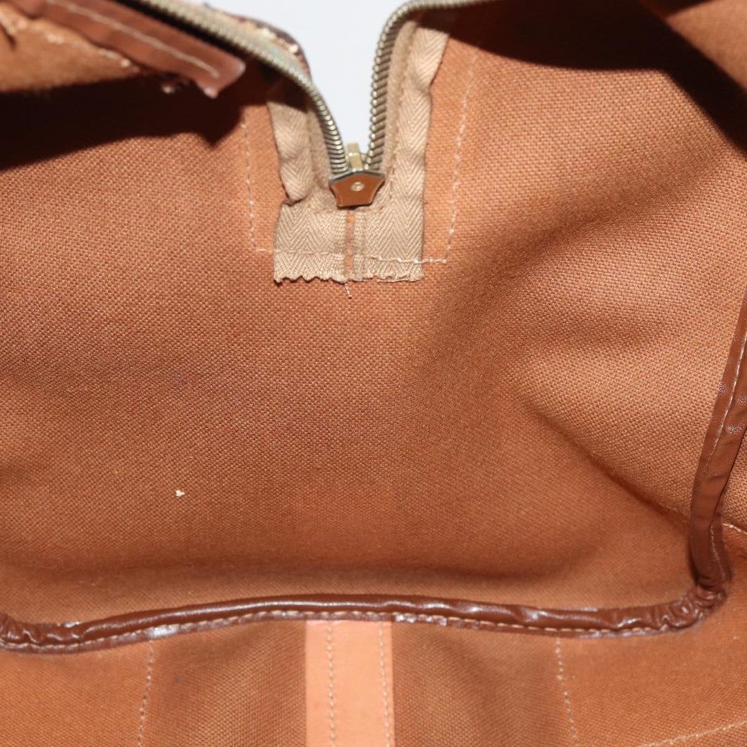Celine Macadam Canvas Boston Bag PVC Leather Brown Auth ki4668