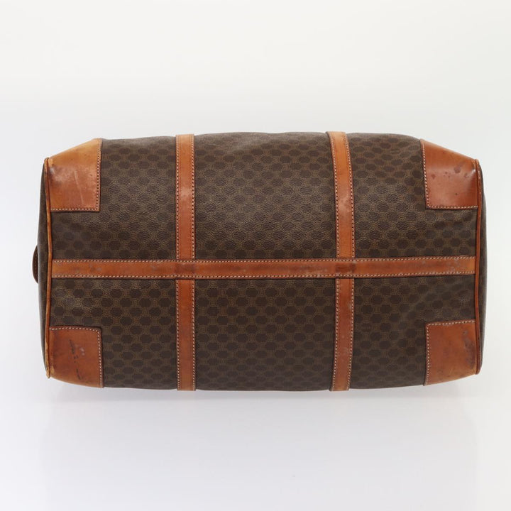 Celine Macadam Canvas Boston Bag PVC Leather Brown Auth ki4668