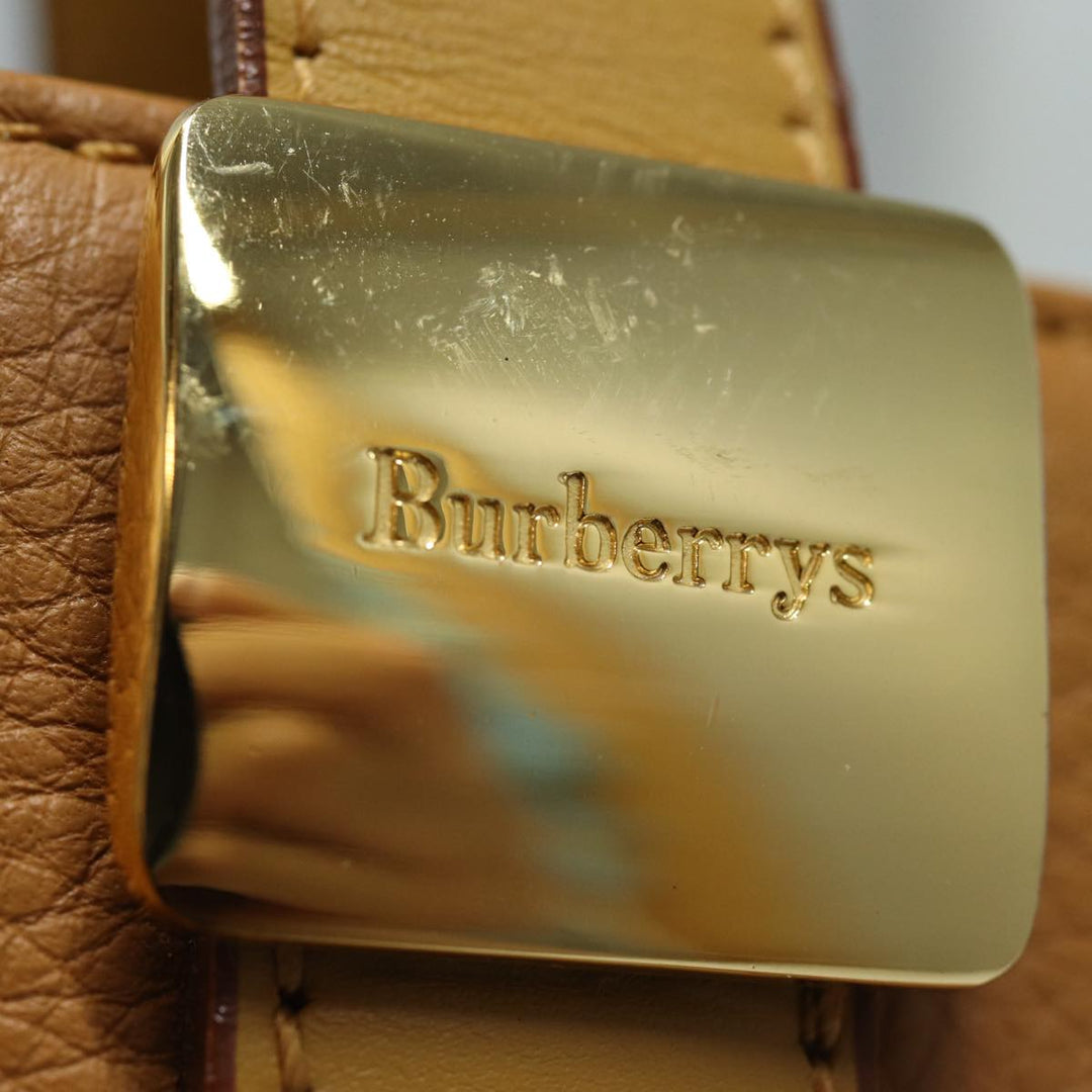 BurberrySs Nova Check Hand Bag Leather Beige Auth ki4691
