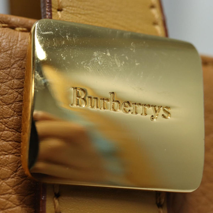BurberrySs Nova Check Hand Bag Leather Beige Auth ki4691