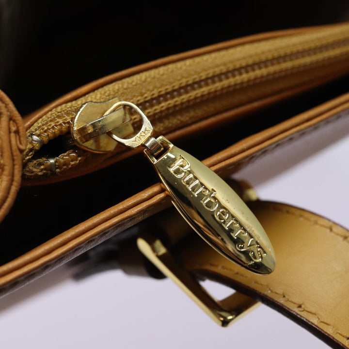 BurberrySs Nova Check Hand Bag Leather Beige Auth ki4691