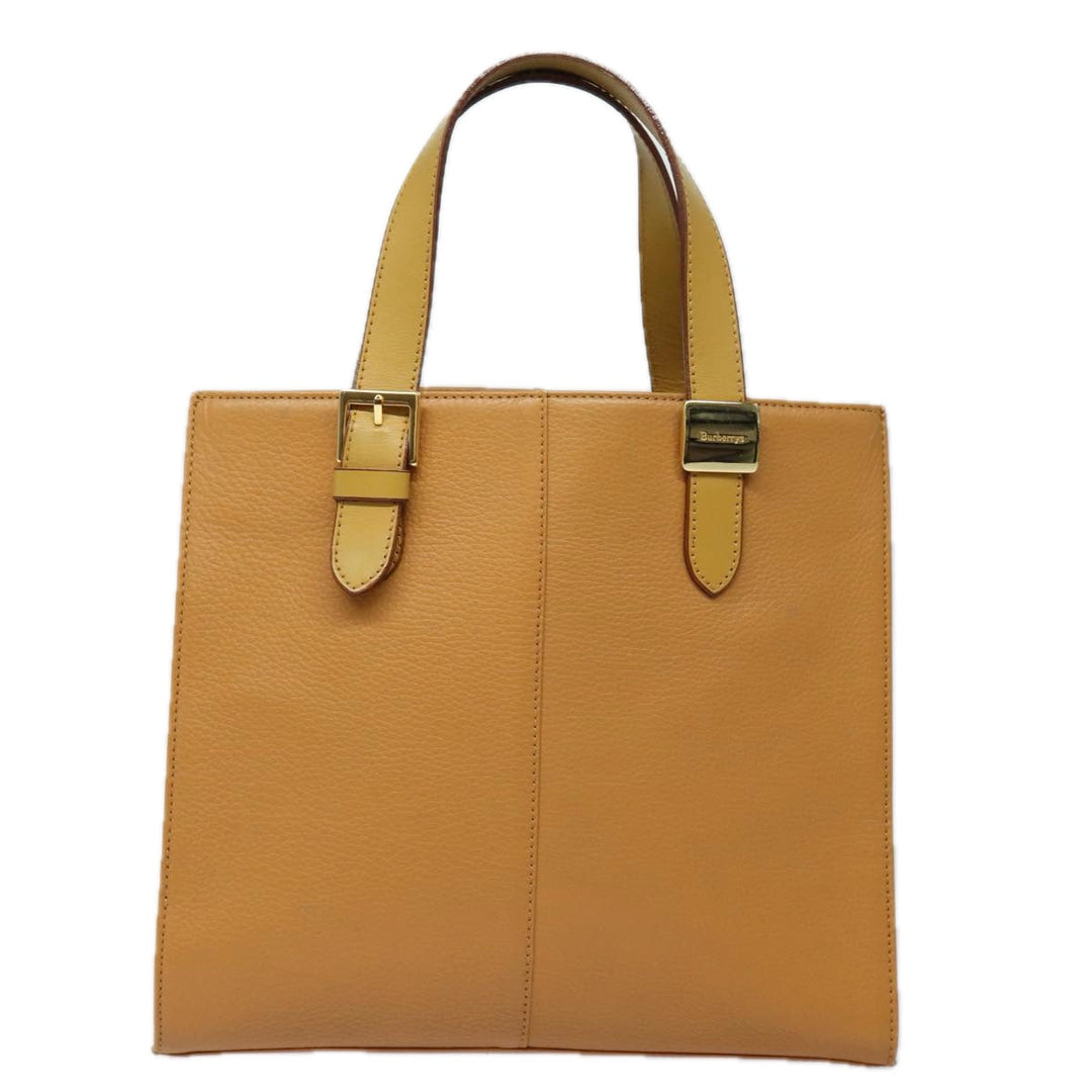 BurberrySs Nova Check Hand Bag Leather Beige Auth ki4691