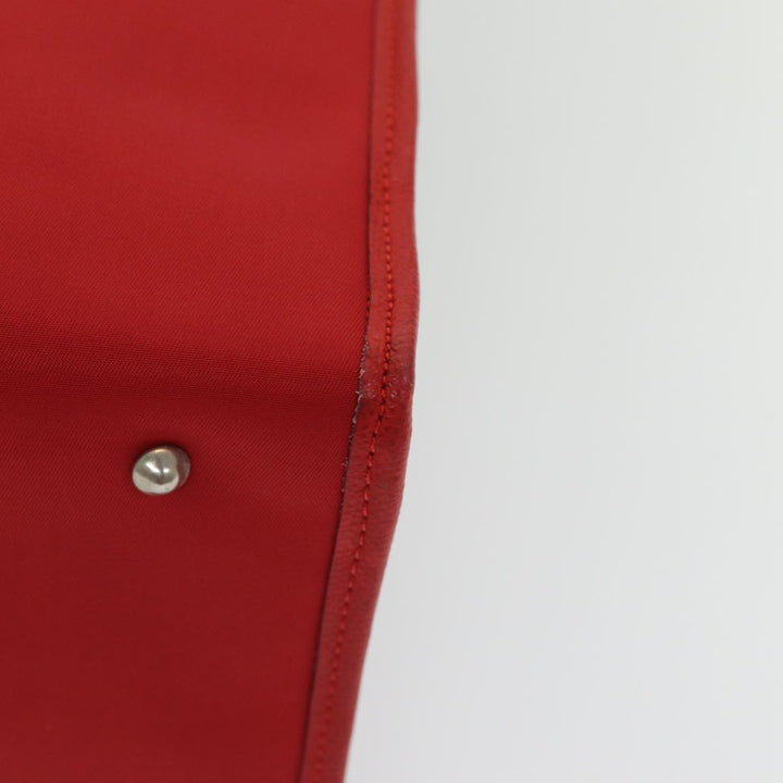 Burberry Nova Check Tote Bag Nylon Red Silver Auth ki4714