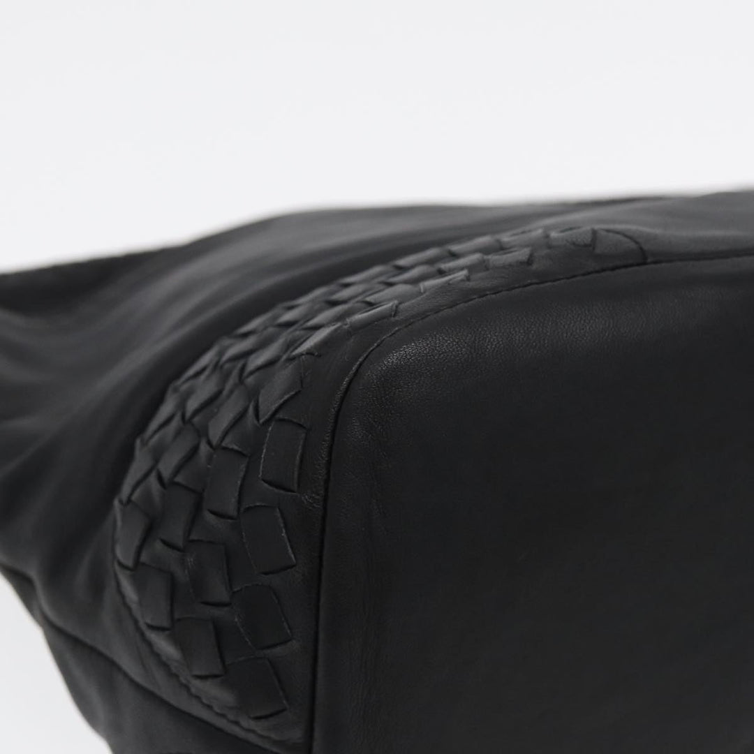 Bottega veneta INTRECCIATO Shoulder Bag Leather Black Auth ki4752