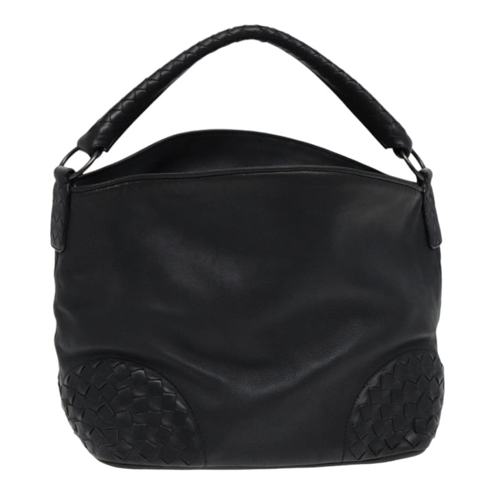 Bottega veneta INTRECCIATO Shoulder Bag Leather Black Auth ki4752