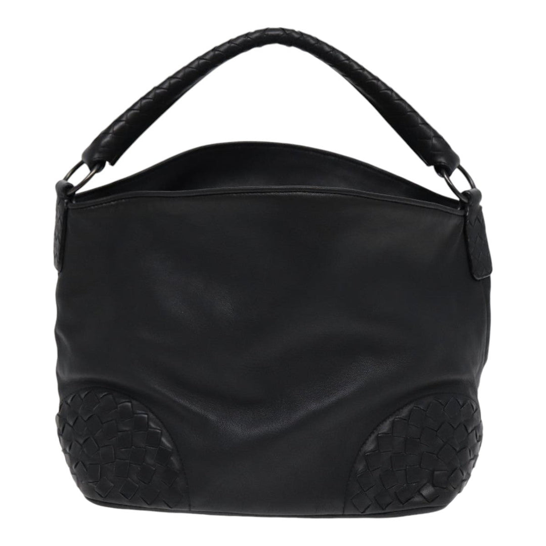Bottega veneta INTRECCIATO Shoulder Bag Leather Black Auth ki4752
