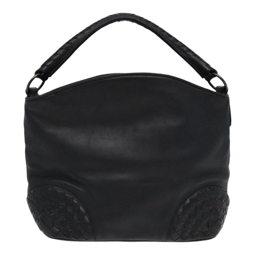Bottega veneta INTRECCIATO Shoulder Bag Leather Black Auth ki4752