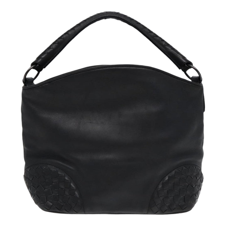 Bottega veneta INTRECCIATO Shoulder Bag Leather Black Auth ki4752