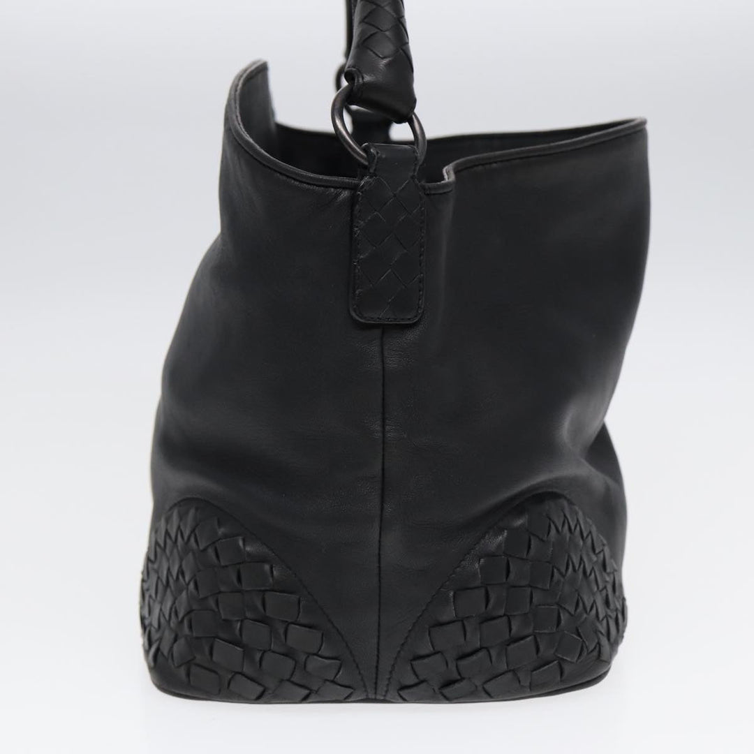 Bottega veneta INTRECCIATO Shoulder Bag Leather Black Auth ki4752
