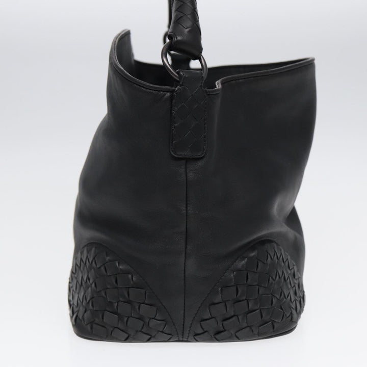 Bottega veneta INTRECCIATO Shoulder Bag Leather Black Auth ki4752