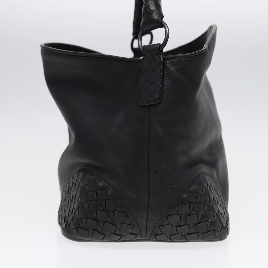 Bottega veneta INTRECCIATO Shoulder Bag Leather Black Auth ki4752