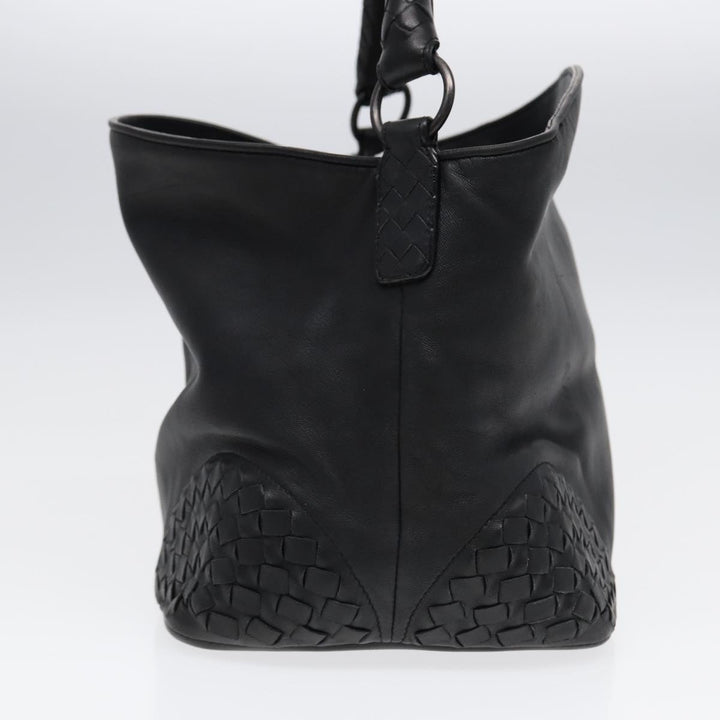 Bottega veneta INTRECCIATO Shoulder Bag Leather Black Auth ki4752