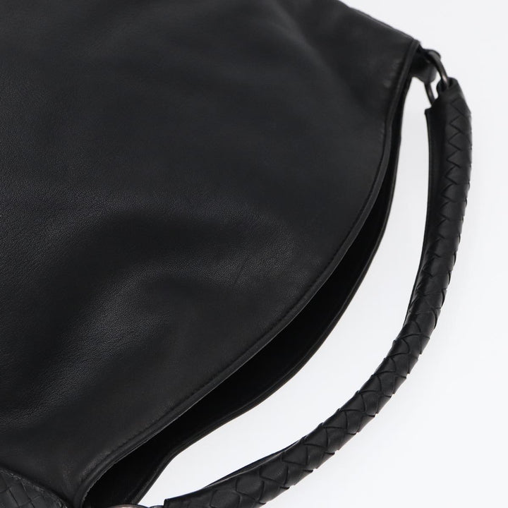 Bottega veneta INTRECCIATO Shoulder Bag Leather Black Auth ki4752