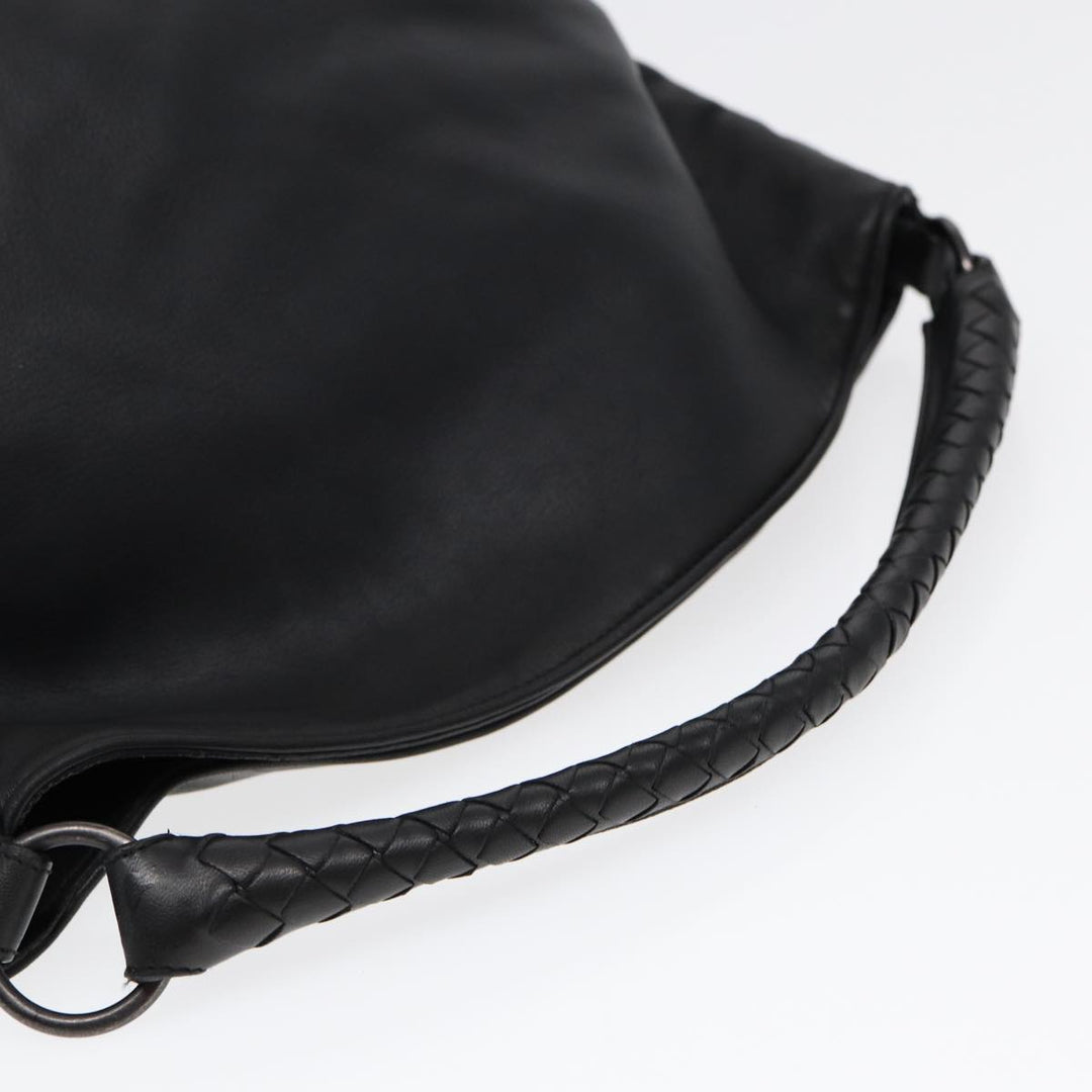 Bottega veneta INTRECCIATO Shoulder Bag Leather Black Auth ki4752