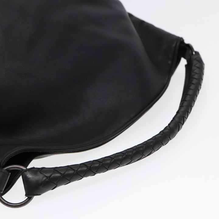 Bottega veneta INTRECCIATO Shoulder Bag Leather Black Auth ki4752