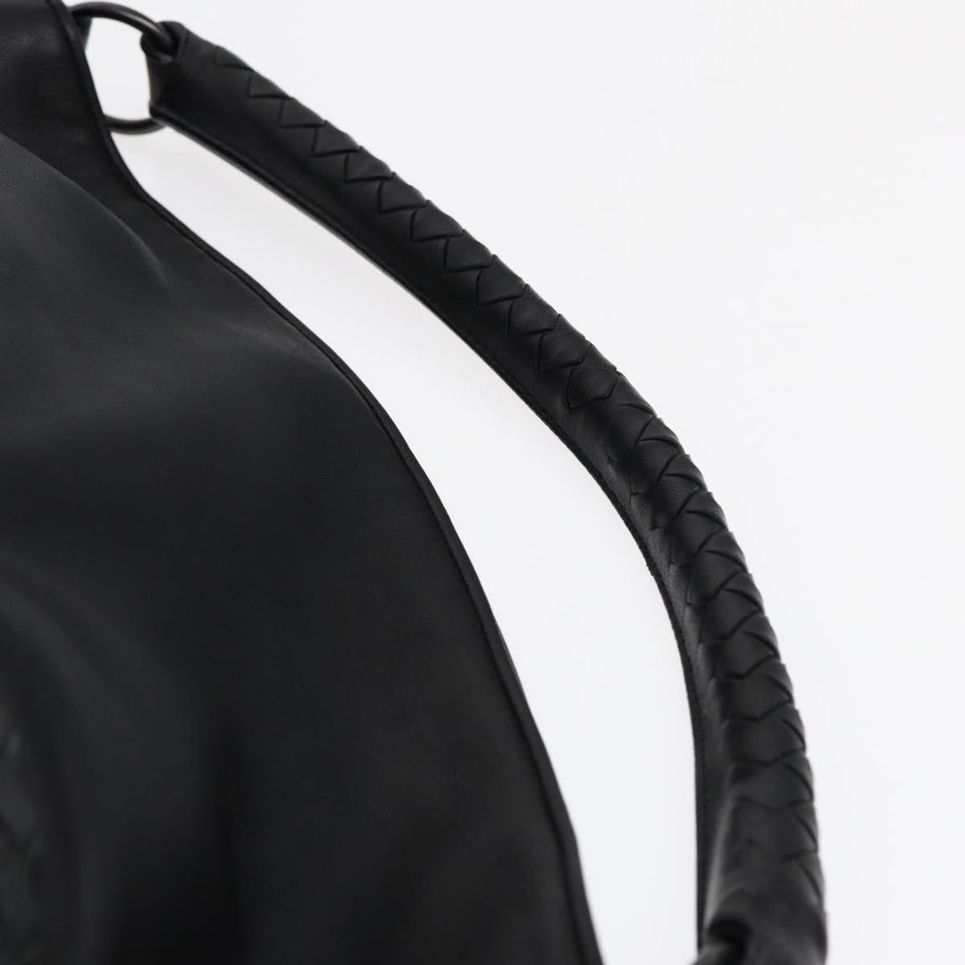 Bottega veneta INTRECCIATO Shoulder Bag Leather Black Auth ki4752