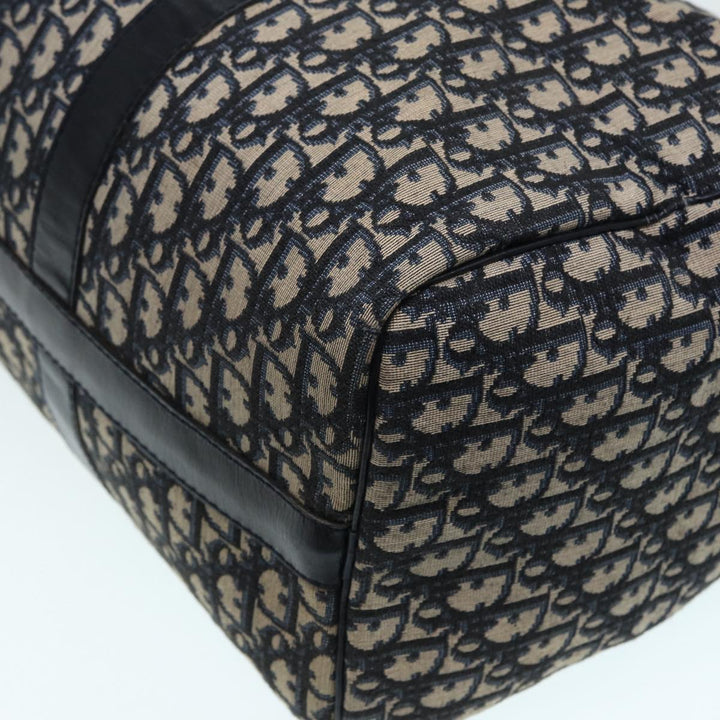 CHRISTIAN Top quality Dior Trotter Canvas Boston Bag Navy Silver Auth ki4781