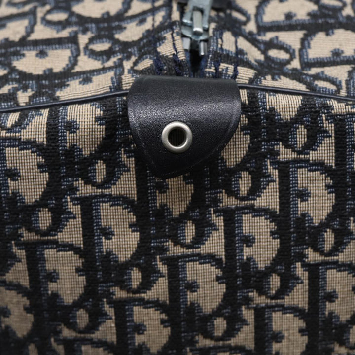 CHRISTIAN Top quality Dior Trotter Canvas Boston Bag Navy Silver Auth ki4781