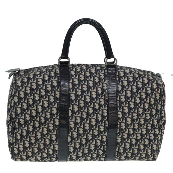 CHRISTIAN Top quality Dior Trotter Canvas Boston Bag Navy Silver Auth ki4781