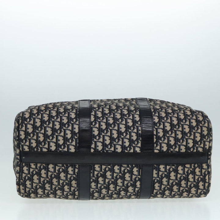 CHRISTIAN Top quality Dior Trotter Canvas Boston Bag Navy Silver Auth ki4781