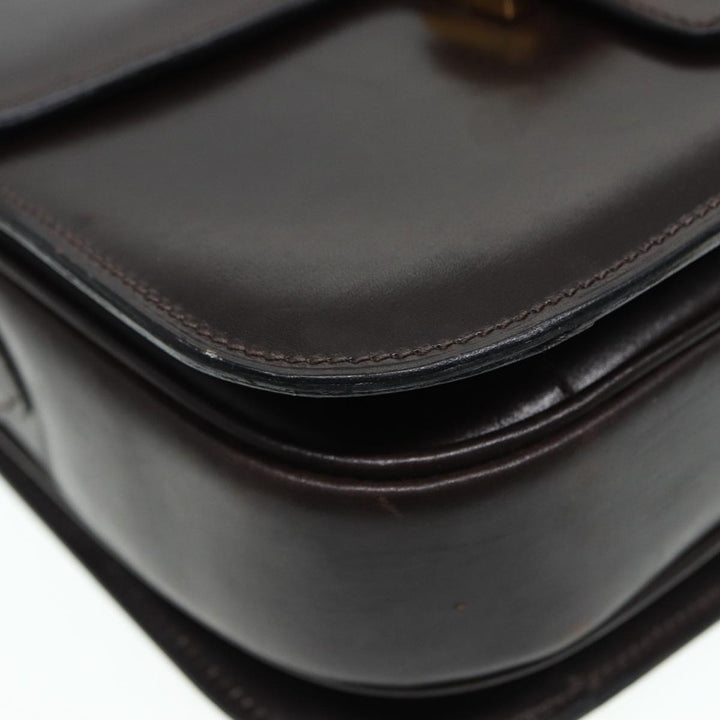 Celine Horse Carriage Shoulder Bag Leather Black Gold Auth ki4823