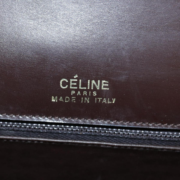 Celine Horse Carriage Shoulder Bag Leather Black Gold Auth ki4823