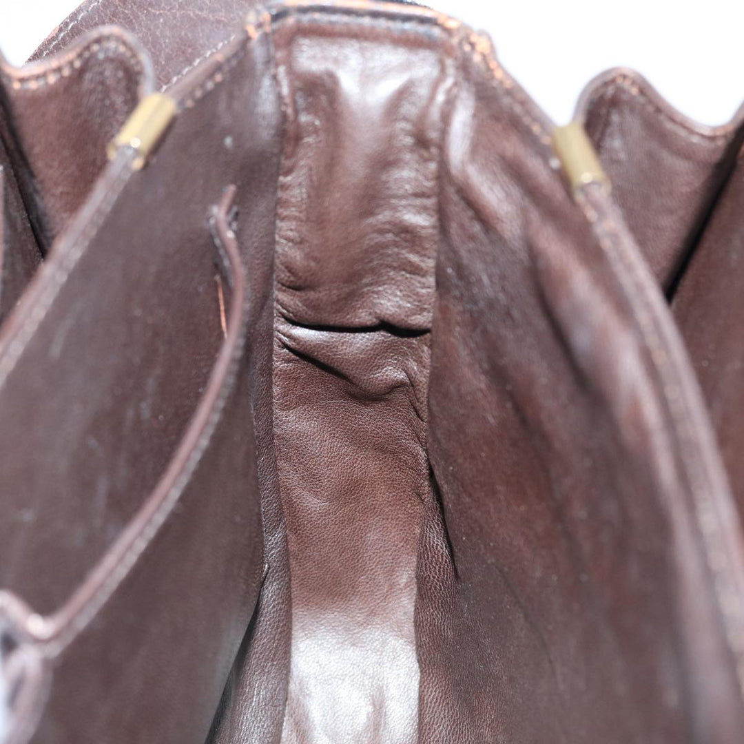 Celine Horse Carriage Shoulder Bag Leather Black Gold Auth ki4823