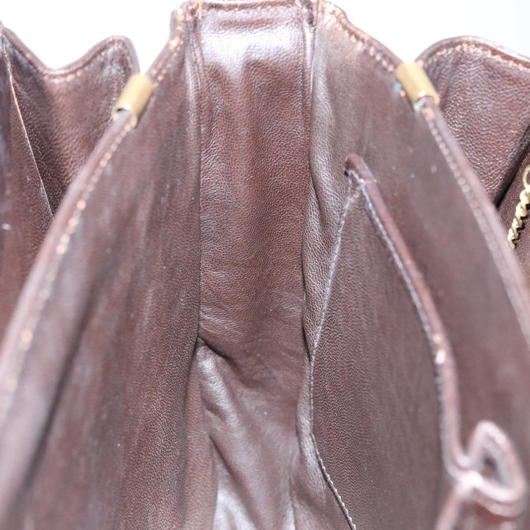 Celine Horse Carriage Shoulder Bag Leather Black Gold Auth ki4823
