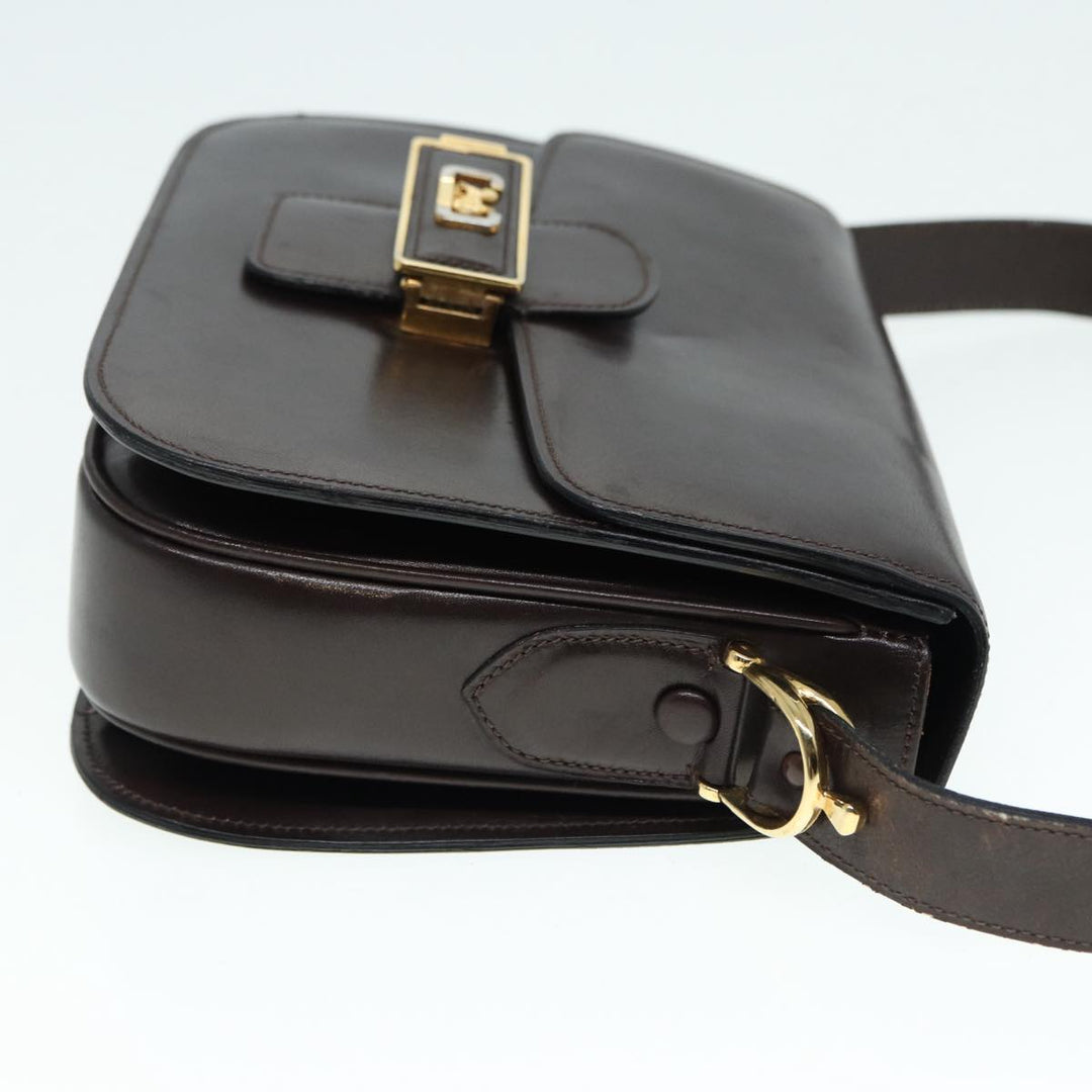 Celine Horse Carriage Shoulder Bag Leather Black Gold Auth ki4823