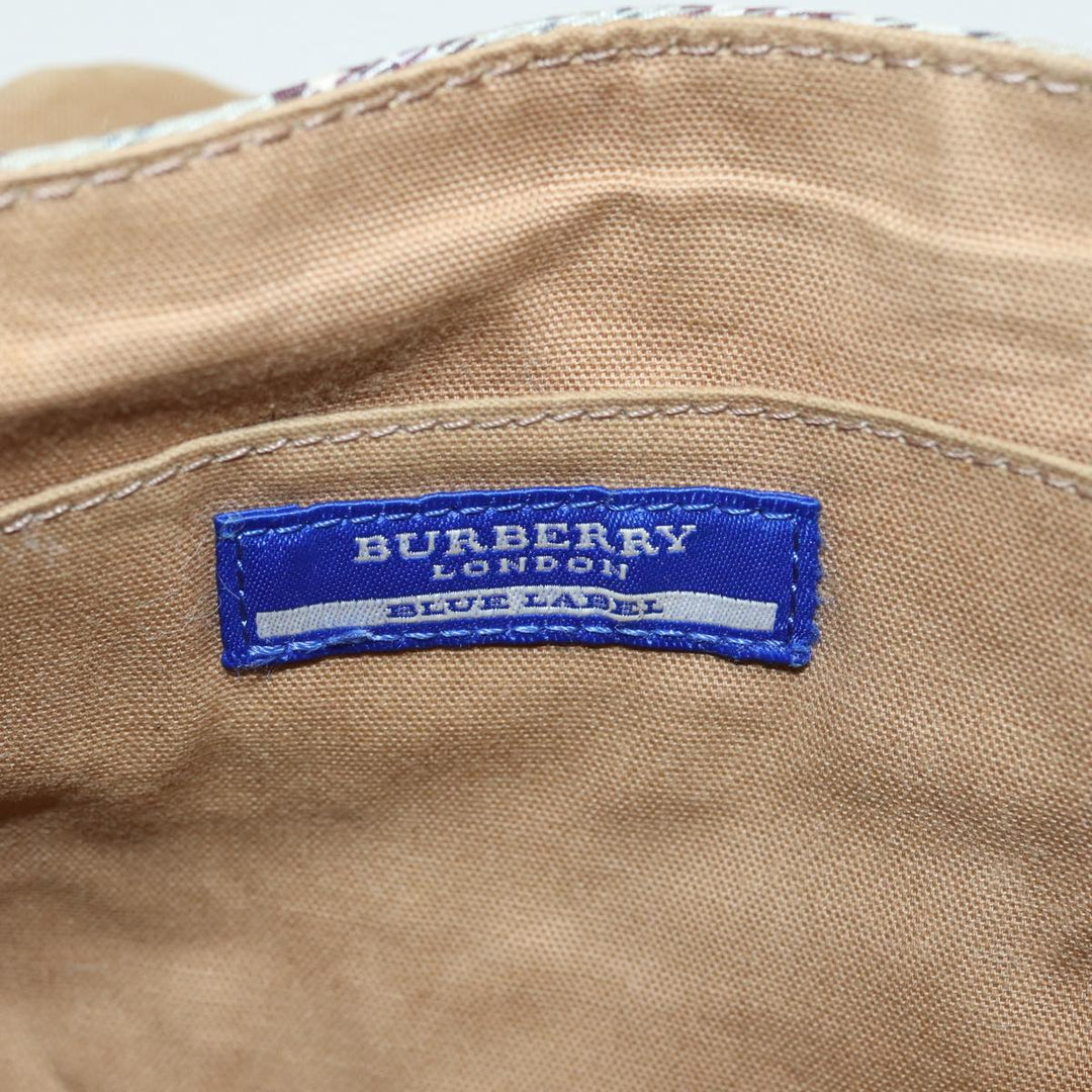 Burberry Nova Check Blue Label Shoulder Bag Canvas Beige Auth ki4854